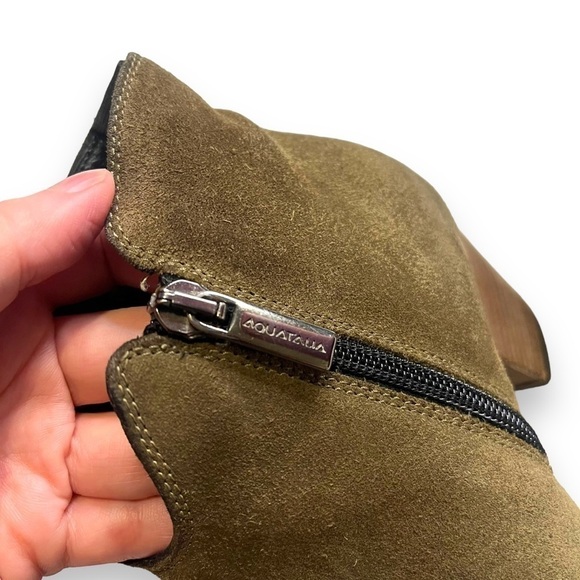 AQUATALIA Women's Suede Made in Italy Army Green Ankle Boots Sz 8.5 - Picture 3 of 8